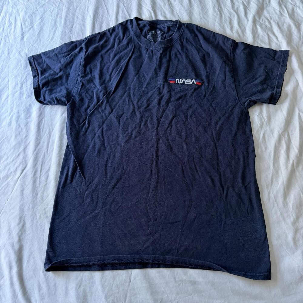 Vintage Retrofit NASA Embroidered Patch Navy T-Shirt Size M 90s Retro